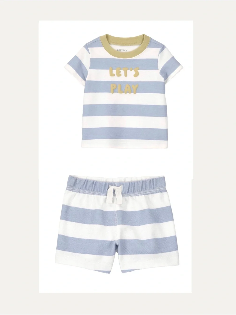 Carter's Light Blue & White Striped 'LET'S PLAY' Short Pajama Set